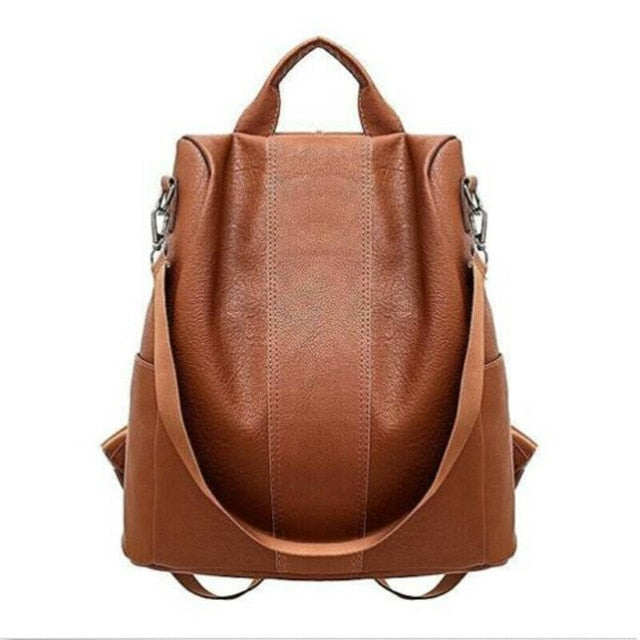 Female Anti-theft Backpack Classic PU Leather Bag