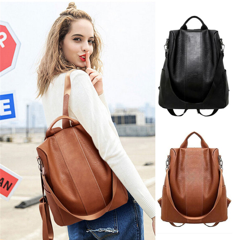 Female Anti-theft Backpack Classic PU Leather Bag