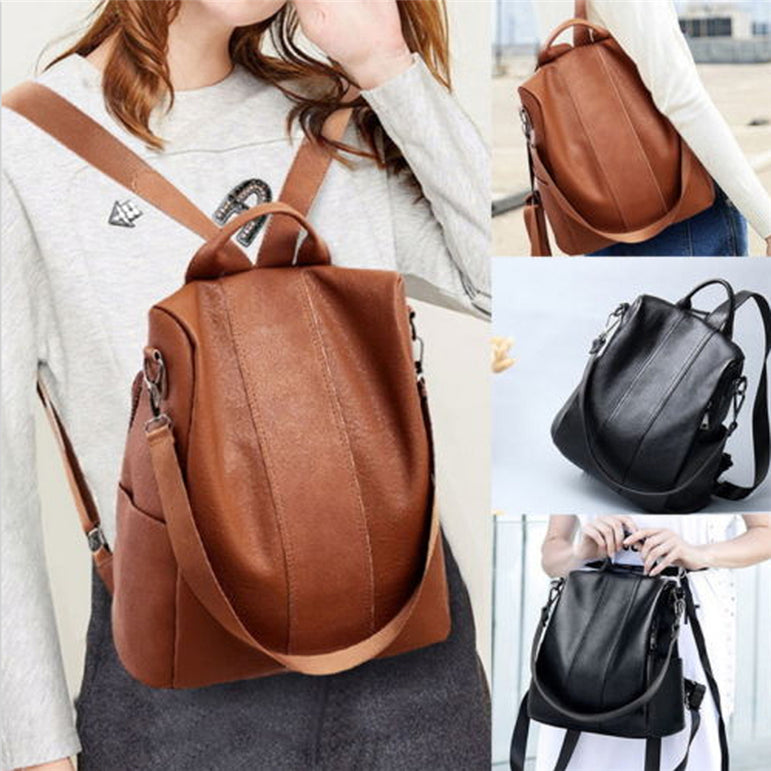 Female Anti-theft Backpack Classic PU Leather Bag