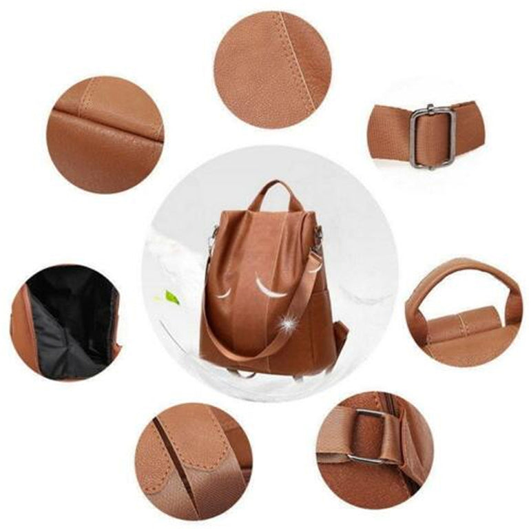 Female Anti-theft Backpack Classic PU Leather Bag