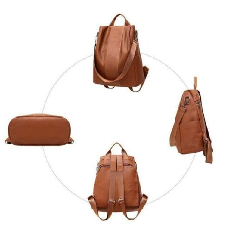 Female Anti-theft Backpack Classic PU Leather Bag