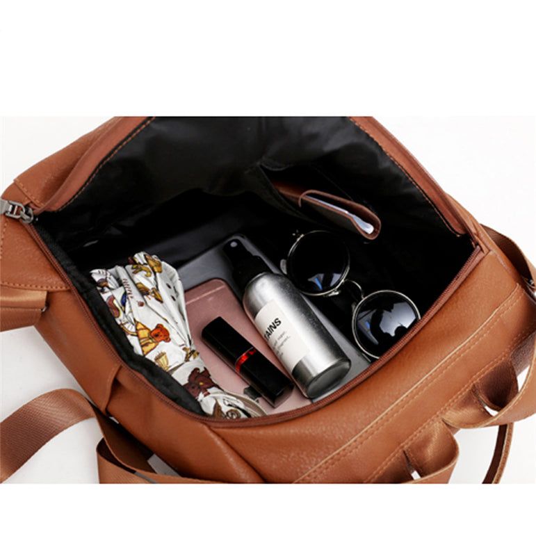 Female Anti-theft Backpack Classic PU Leather Bag