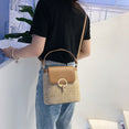 Small Straw Bucket Crossbody Bags