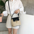 Small Straw Bucket Crossbody Bags