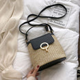 Small Straw Bucket Crossbody Bags