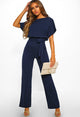 Elegant O Neck Casual Women Bandage Jumpsuits